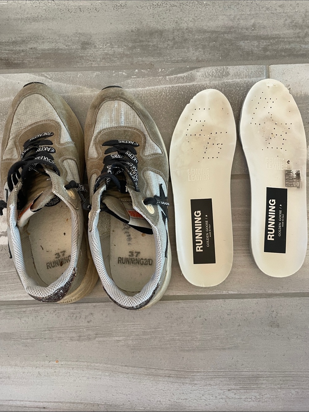 Golden Goose Running Sole Ice Taupe Black Women’s 37 *FLAWS* - Picture 16 of 16